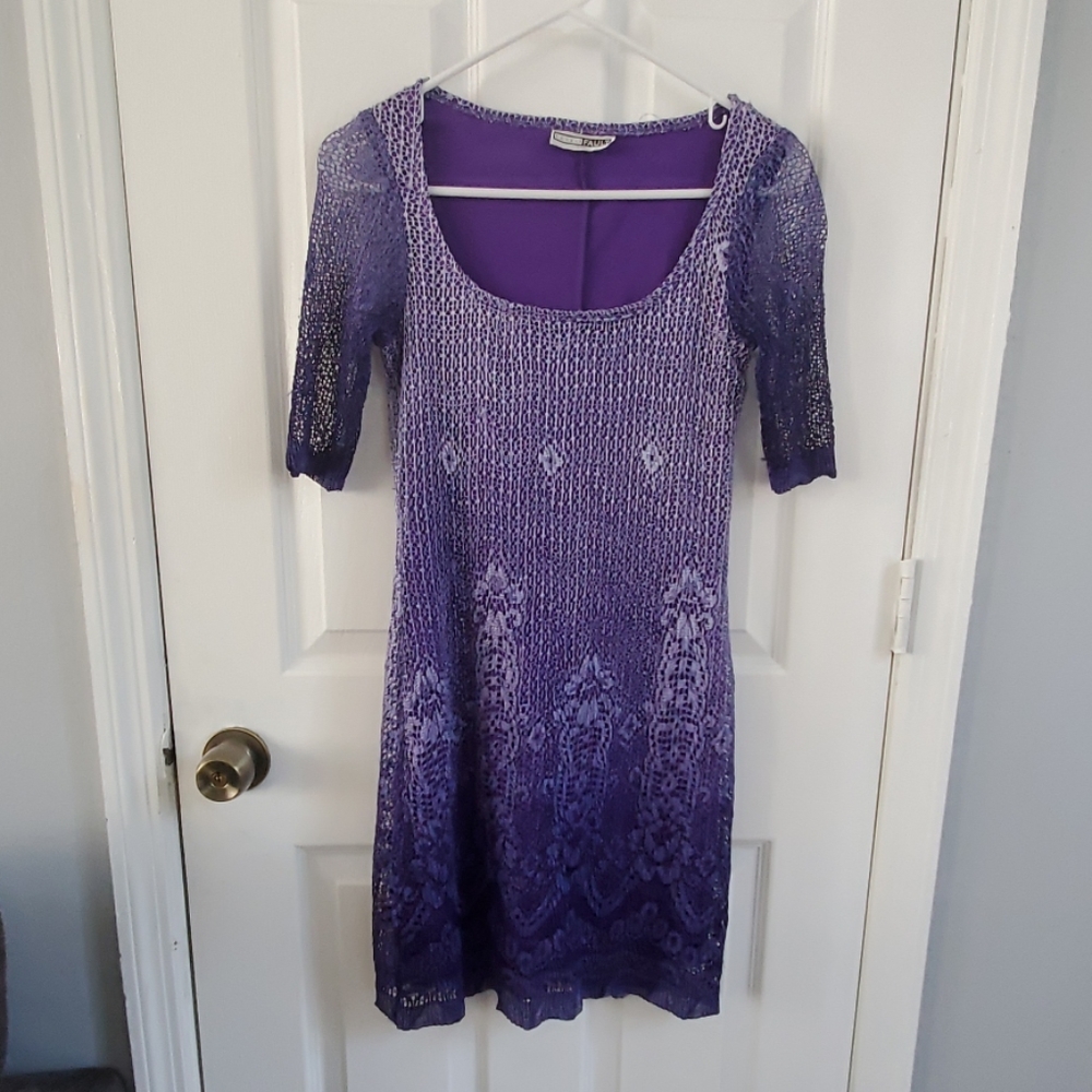 Vintage retro purple ombre dress unique small gogo